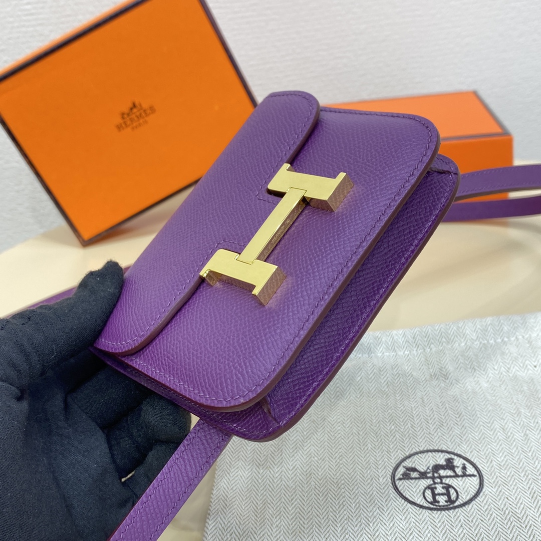 Hermes Constance Slim Wallet Belt Bag In Violet Epsom Leather